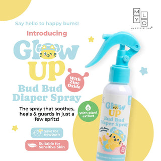 MyLO Glow Up Bud Bud Diaper Spray no rub hands free diaper rash protection