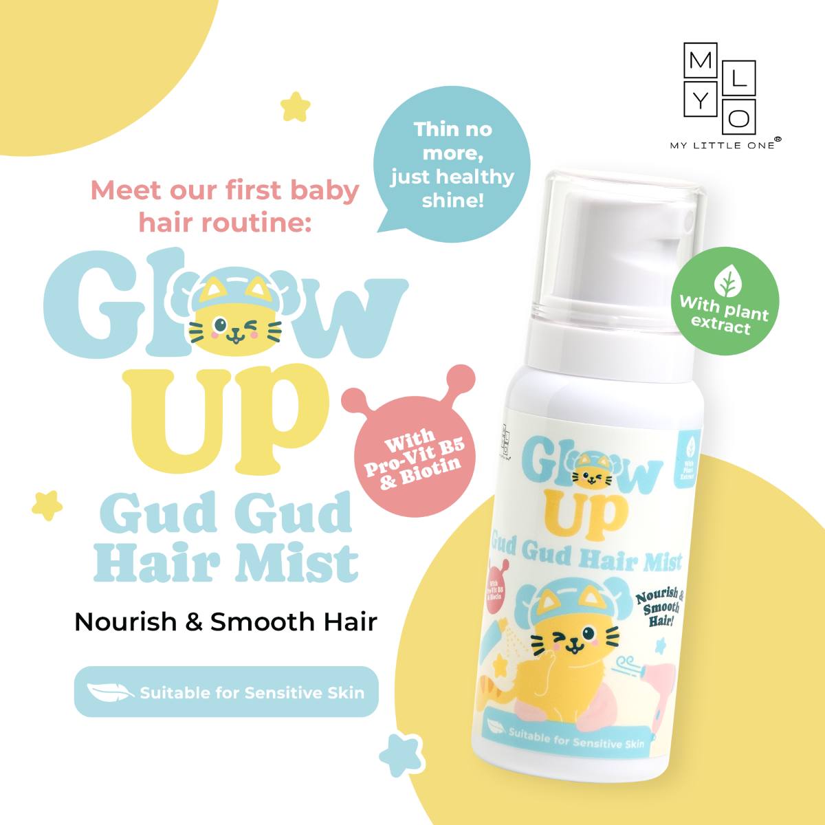 MyLO Glow Up Gud Gud Hair Mist with Biotin and Pro-Vitamin B5 for baby hair