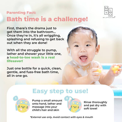 Tear-free baby wash with coconut oil and aloe vera for newborns