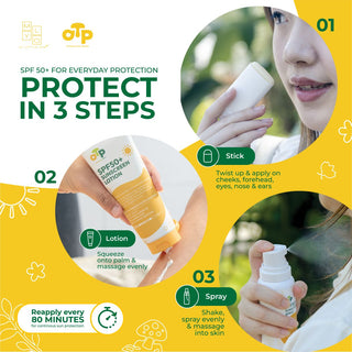 MyLO OTP SPF 50+ Sunscreen Sunblock Stick, Lotion, Spray